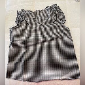Black And White Plaid Short Sleeve V Neck Ruffle